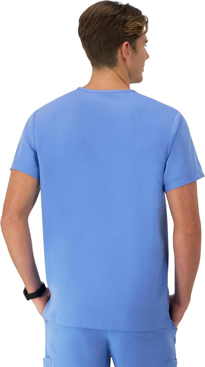imageHanes Mens Scrubs Healthcare Top MoistureWicking Stretch Scrub Shirts for Men Odor ControlCeil Blue 2