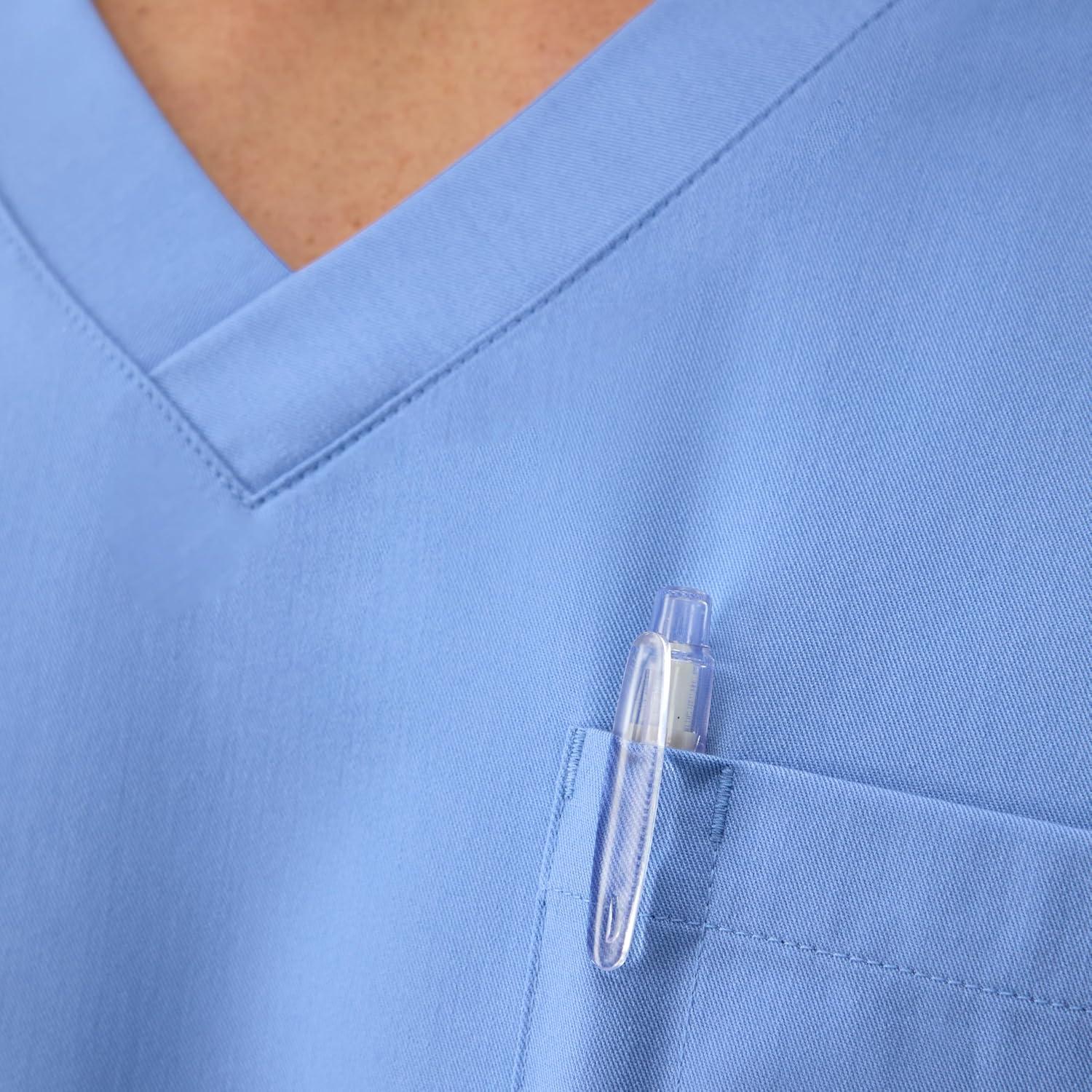 imageHanes Mens Scrubs Healthcare Top MoistureWicking Stretch Scrub Shirts for Men Odor ControlCeil Blue 2