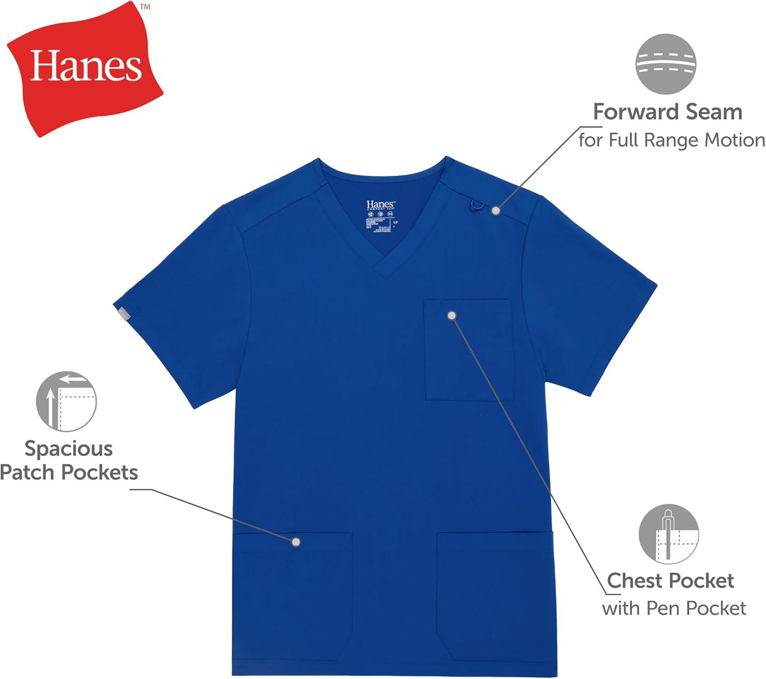 imageHanes Mens Scrubs Healthcare Top MoistureWicking Stretch Scrub Shirts for Men Odor ControlRoyal Blue