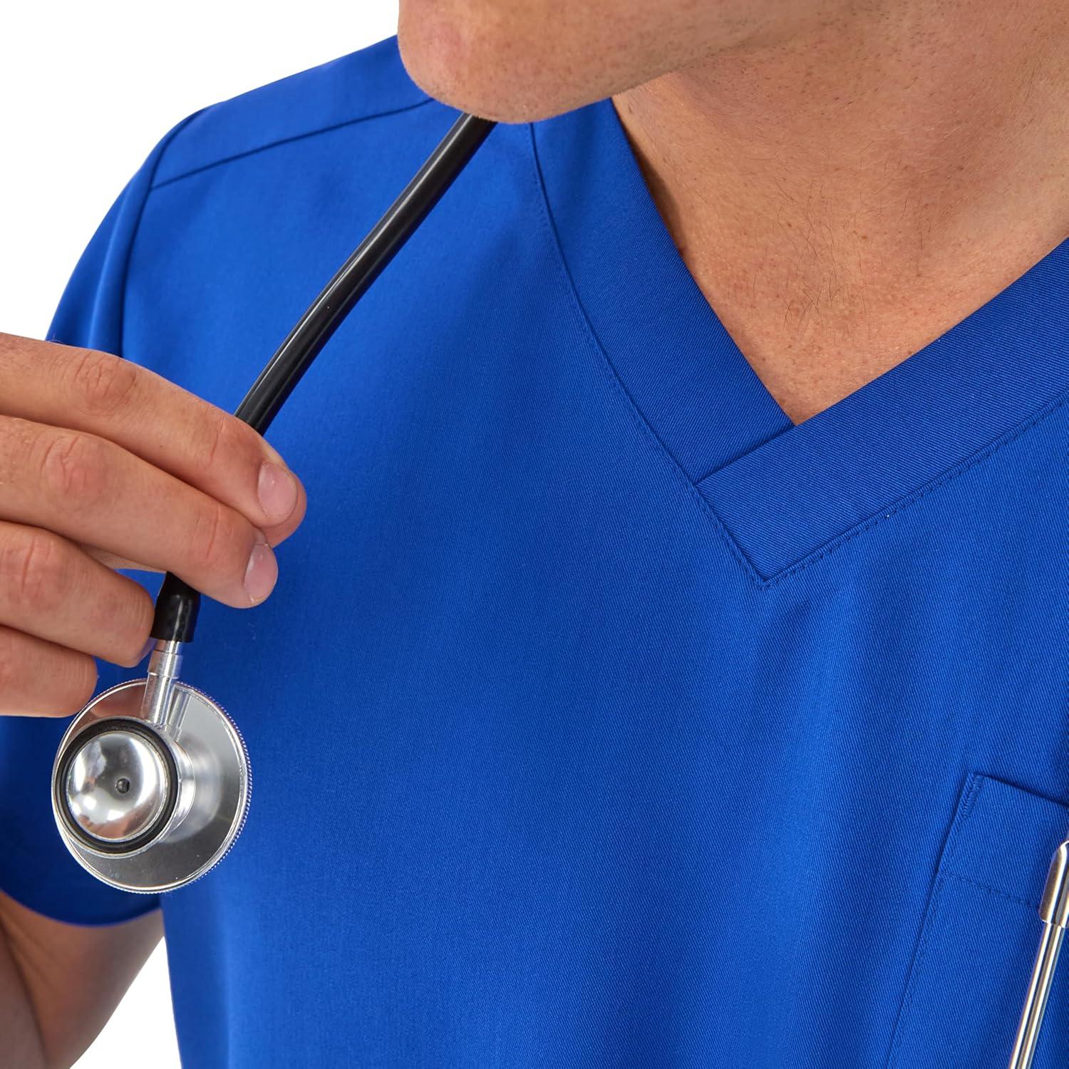 imageHanes Mens Scrubs Healthcare Top MoistureWicking Stretch Scrub Shirts for Men Odor ControlRoyal Blue