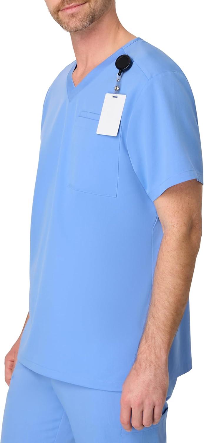 imageHanes Mens Scrubs Healthcare Top Scrub Shirt for Men MoistureWicking ampamp Odor Control One PocketCeil Blue 2