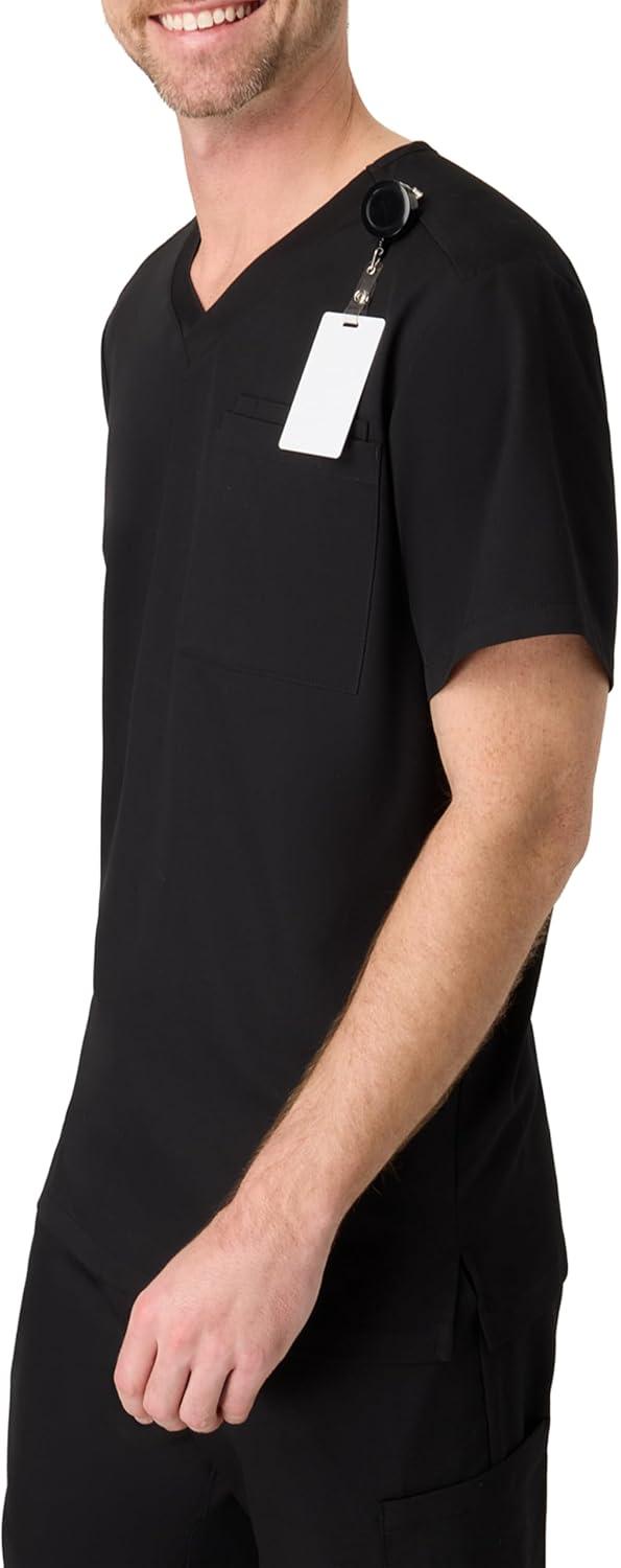imageHanes Mens Scrubs Healthcare Top Scrub Shirt for Men MoistureWicking ampamp Odor Control One PocketNew Ebony