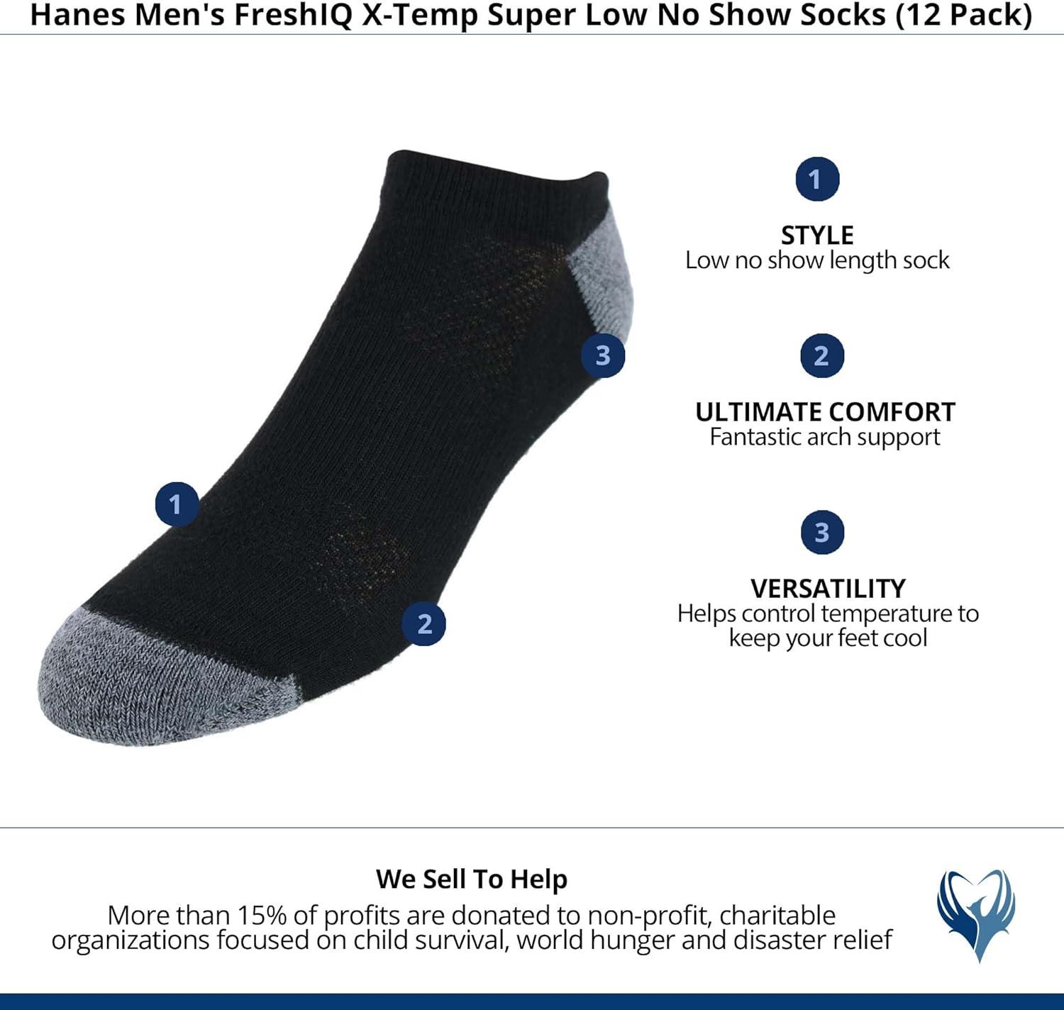 imageHanes Mens Socks XTemp Lightweight Socks Low Cut and No Show 12PackBlack