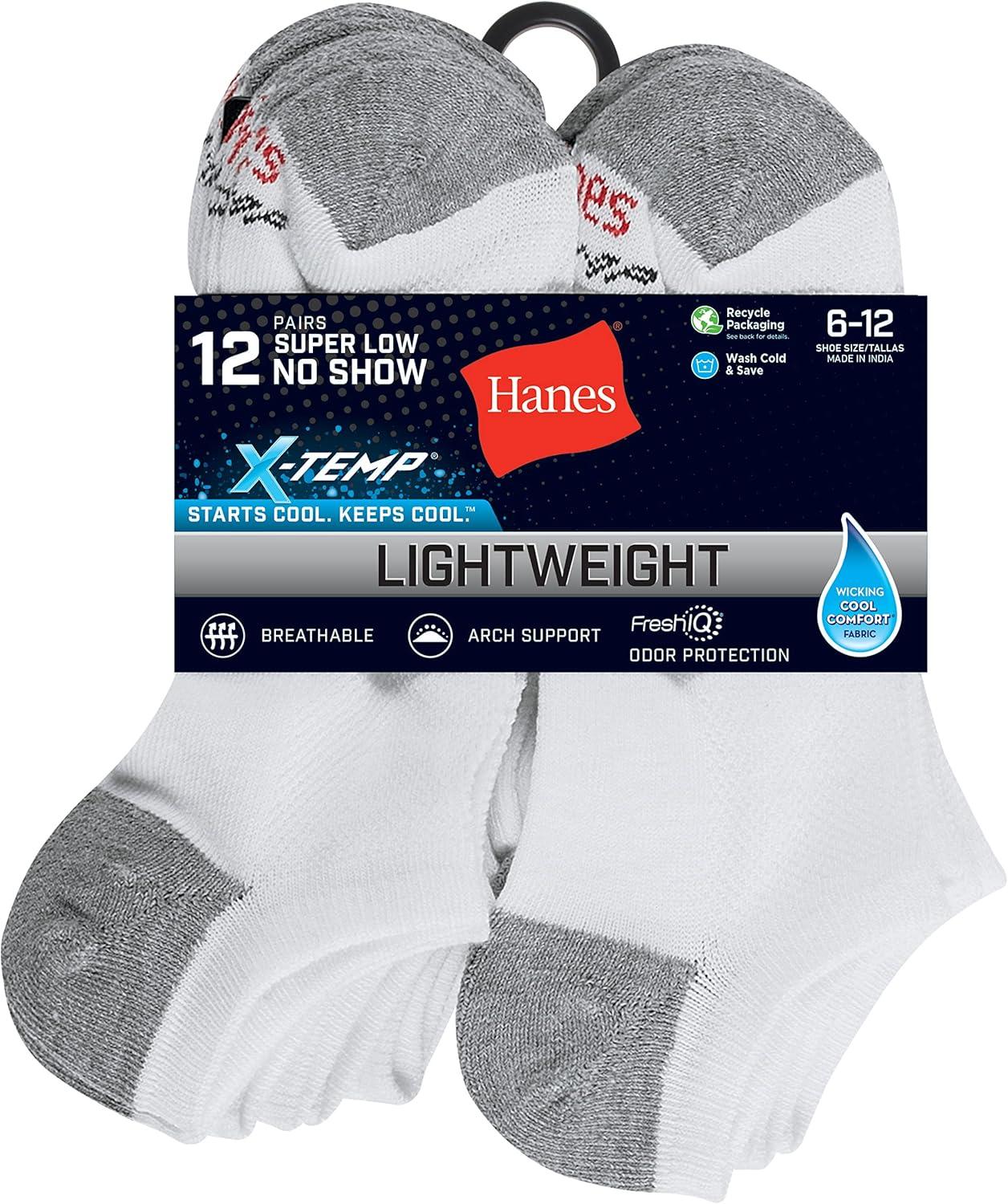 imageHanes Mens Socks XTemp Lightweight Socks Low Cut and No Show 12PackWhite