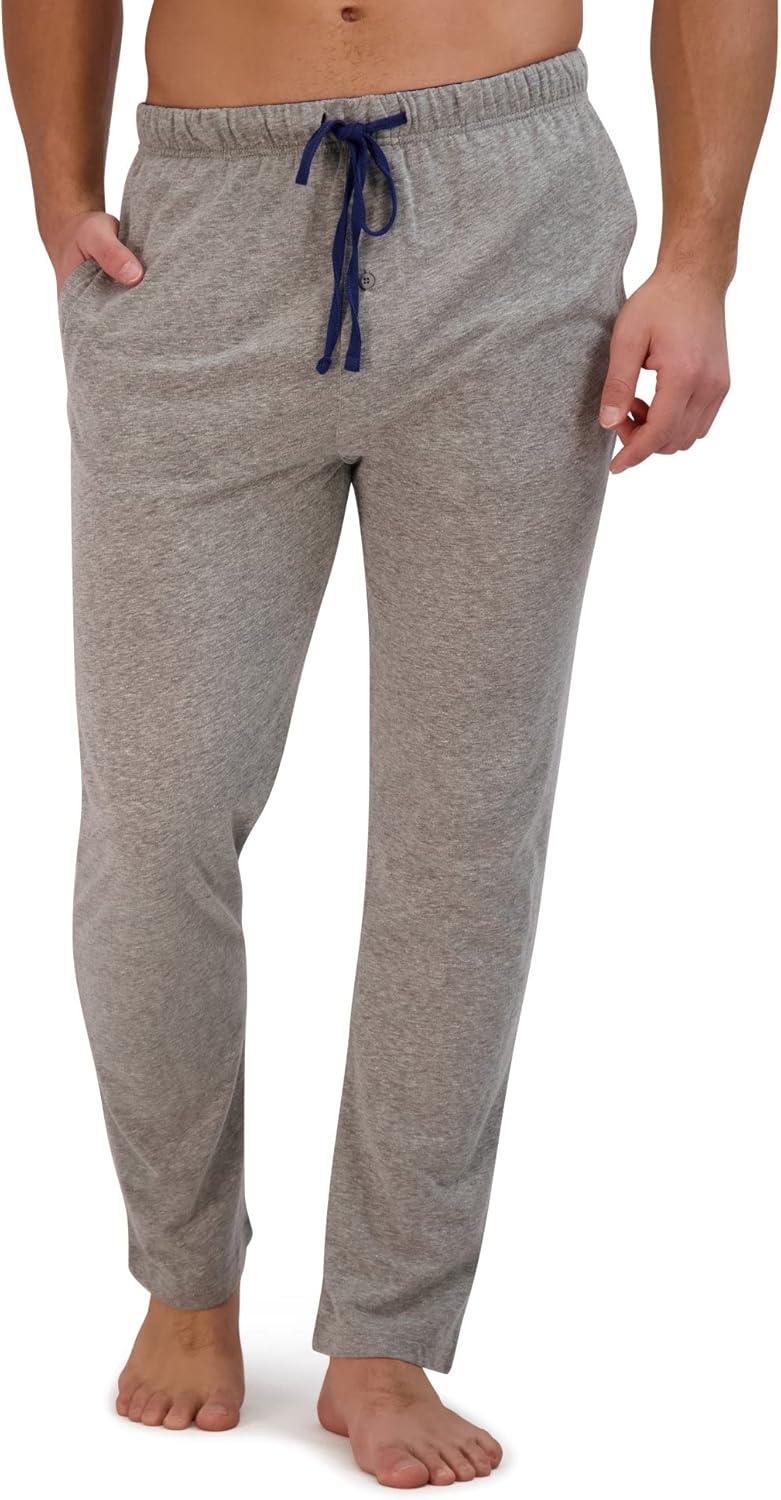 imageHanes Mens Solid Knit Sleep Pant with Pockets and DrawstringBlackActive Grey