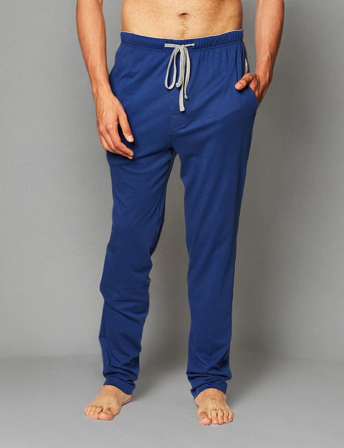 imageHanes Mens Solid Knit Sleep Pant with Pockets and DrawstringBlue