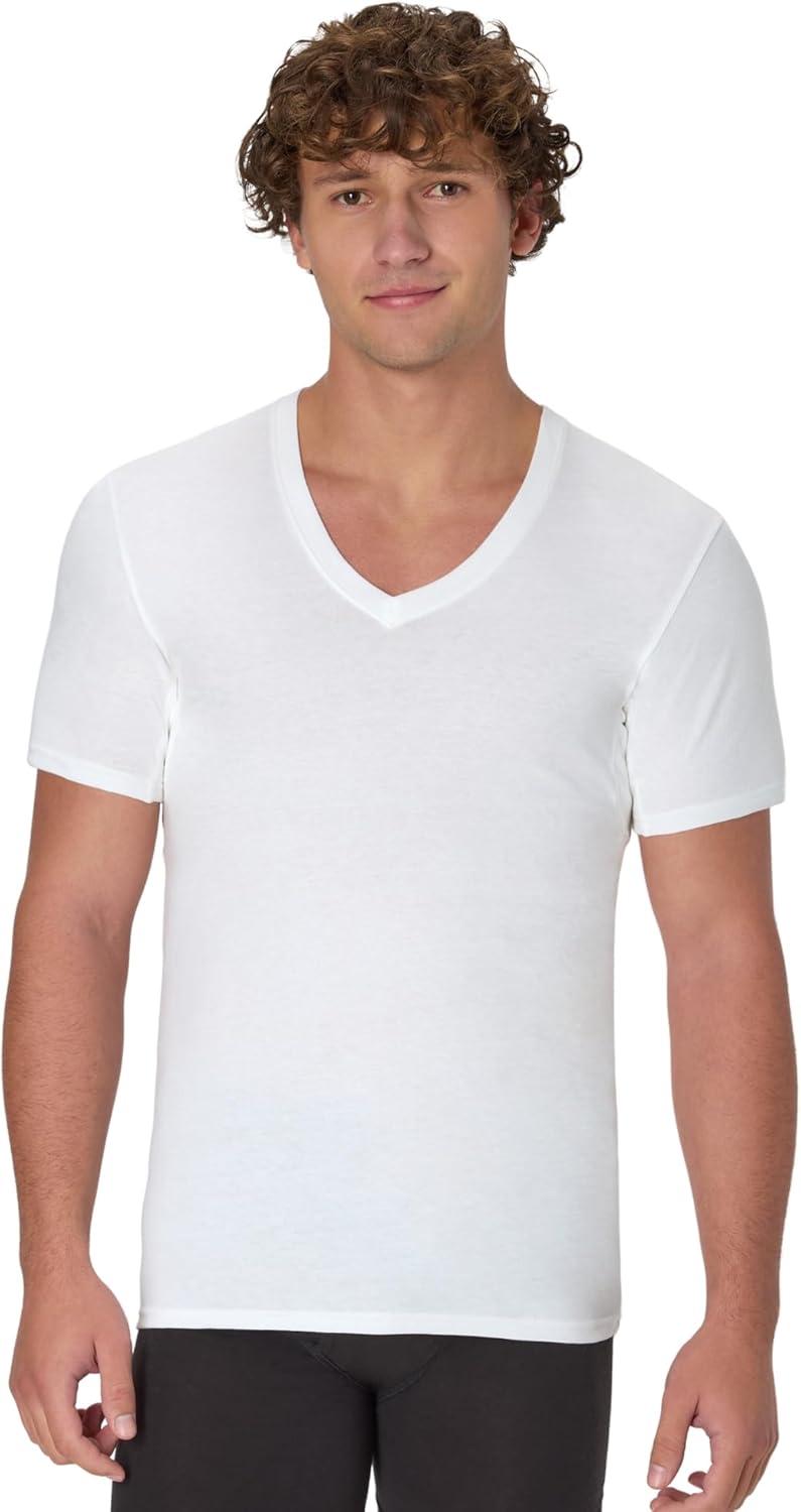 imageHanes Mens Sweat Block Undershirt Underarm Sweat Blocking Tee White VNeck TShirt 3PackWhite