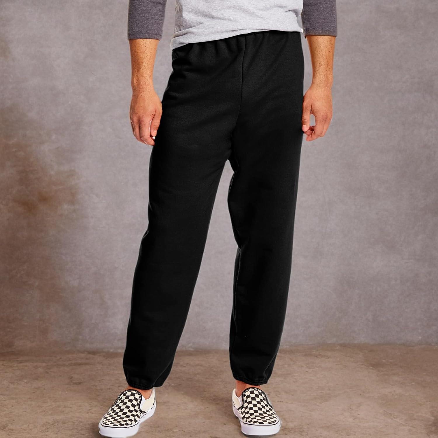imageHanes Mens Sweatpants EcoSmart Best Sweatpants for Men Mens Athletic Lounge Pants with Cinched Cuffs 1 or 2 Pack OptionBlack 2 Pack
