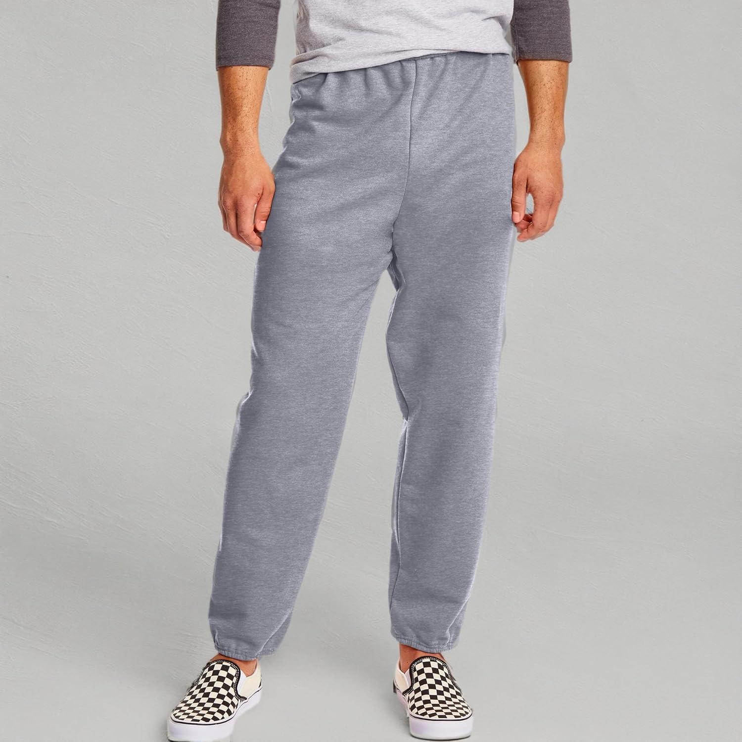 imageHanes Mens Sweatpants EcoSmart Best Sweatpants for Men Mens Athletic Lounge Pants with Cinched Cuffs 1 or 2 Pack OptionLight Steel 2 Pack