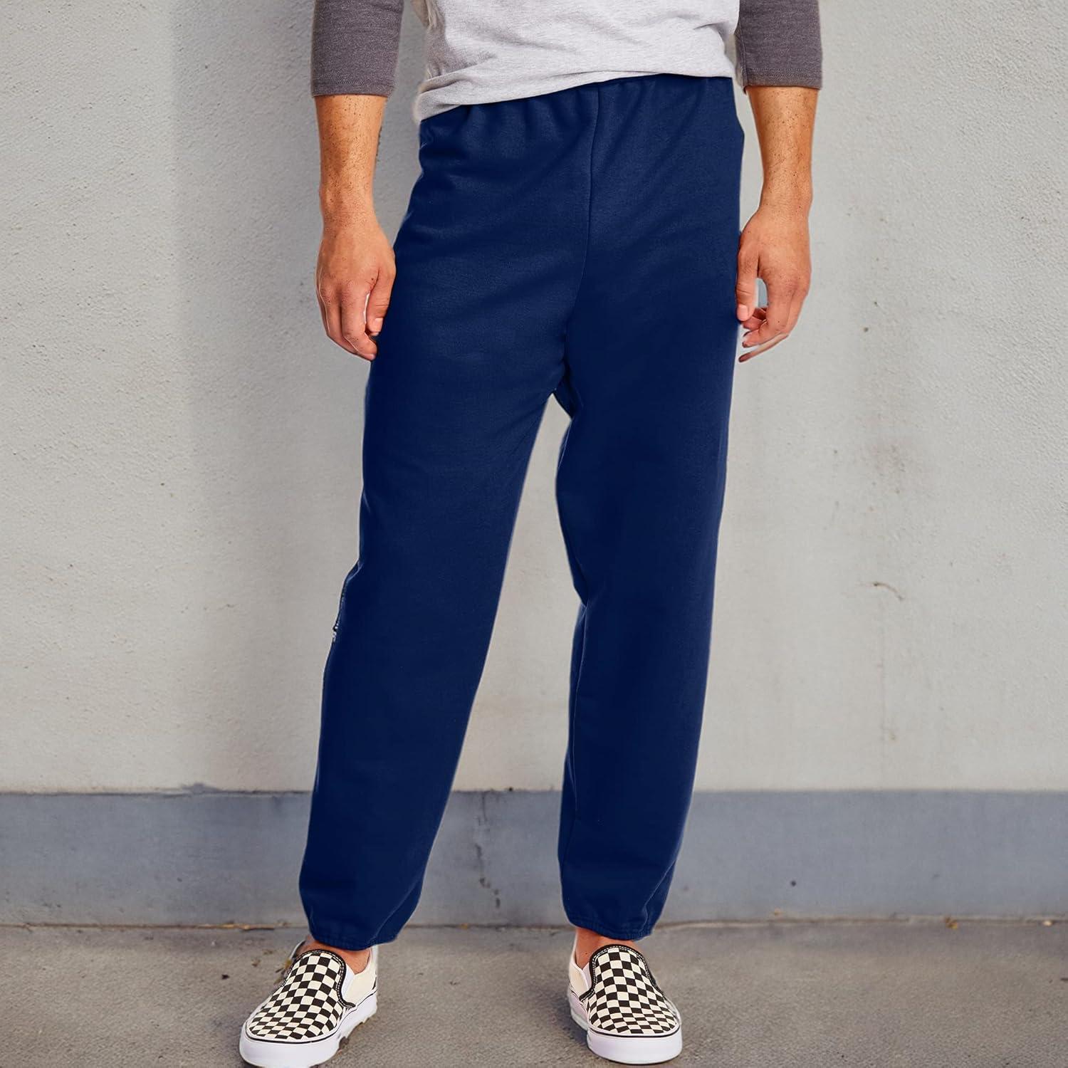 imageHanes Mens Sweatpants EcoSmart Best Sweatpants for Men Mens Athletic Lounge Pants with Cinched Cuffs 1 or 2 Pack OptionNavy 2 Pack