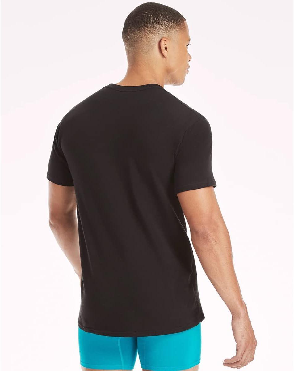 imageHanes Mens Ultimate Comfort Fit Undershirt Mens Crewneck StretchCotton TShirt 4PackBlack 4 Pack