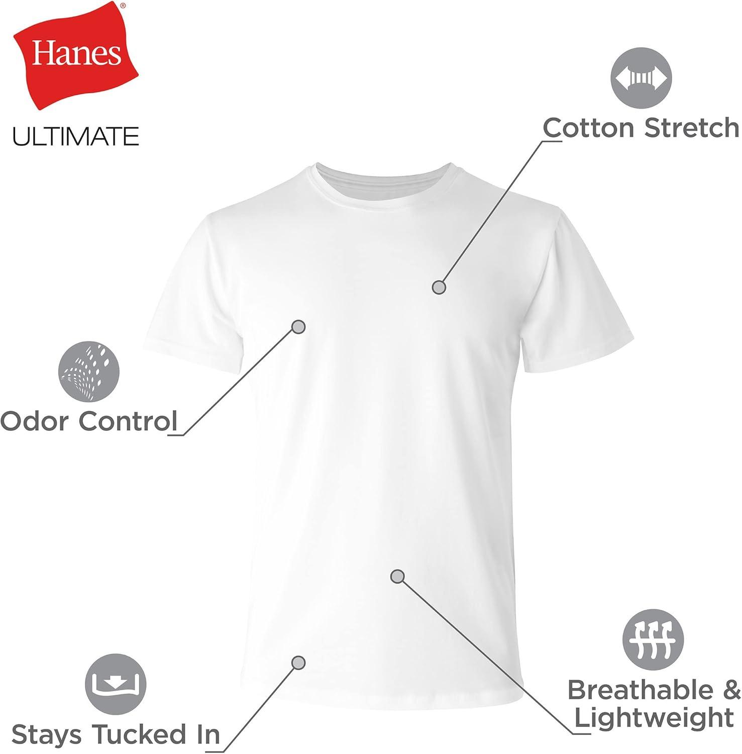 imageHanes Mens Ultimate Comfort Fit Undershirt Mens Crewneck StretchCotton TShirt 4PackWhite 4 Pack