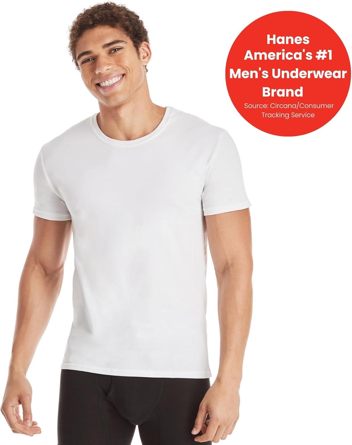 imageHanes Mens Ultimate Comfort Fit Undershirt Mens Crewneck StretchCotton TShirt 4PackWhite 4 Pack