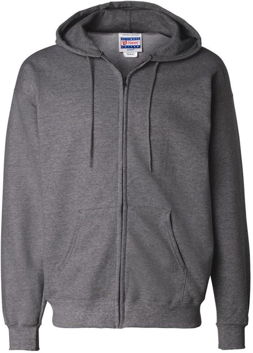 imageHanes Mens Ultimate FullZip Hoodie Mens Hooded Fleece Sweatshirt with ZipperLight Steel