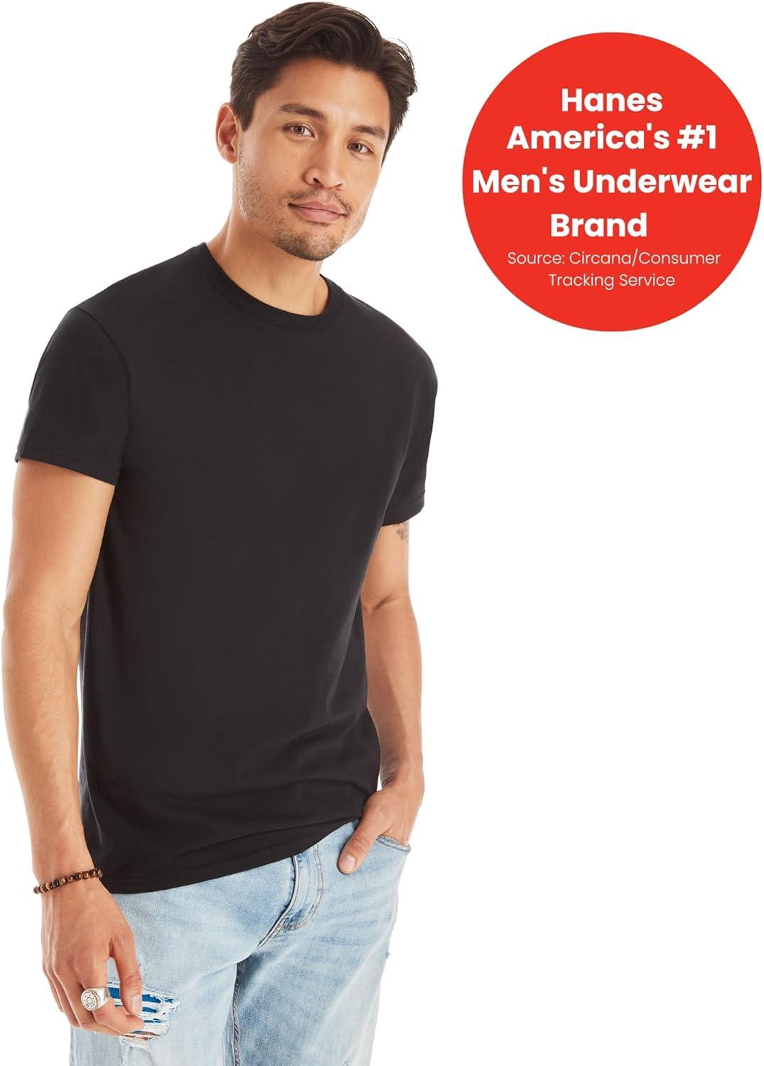 imageHanes Mens Undershirt Packs StayTucked Soft Cotton Undershirts Best Undershirts for Men WhiteBlackAsstd MultipacksBlackGreyBlue Assorted 6 Pack