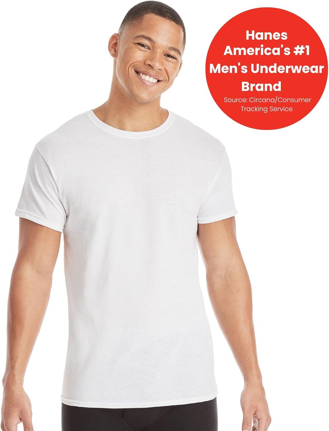 imageHanes Mens Undershirt Packs StayTucked Soft Cotton Undershirts Best Undershirts for Men WhiteBlackAsstd MultipacksWhite 6 Pack
