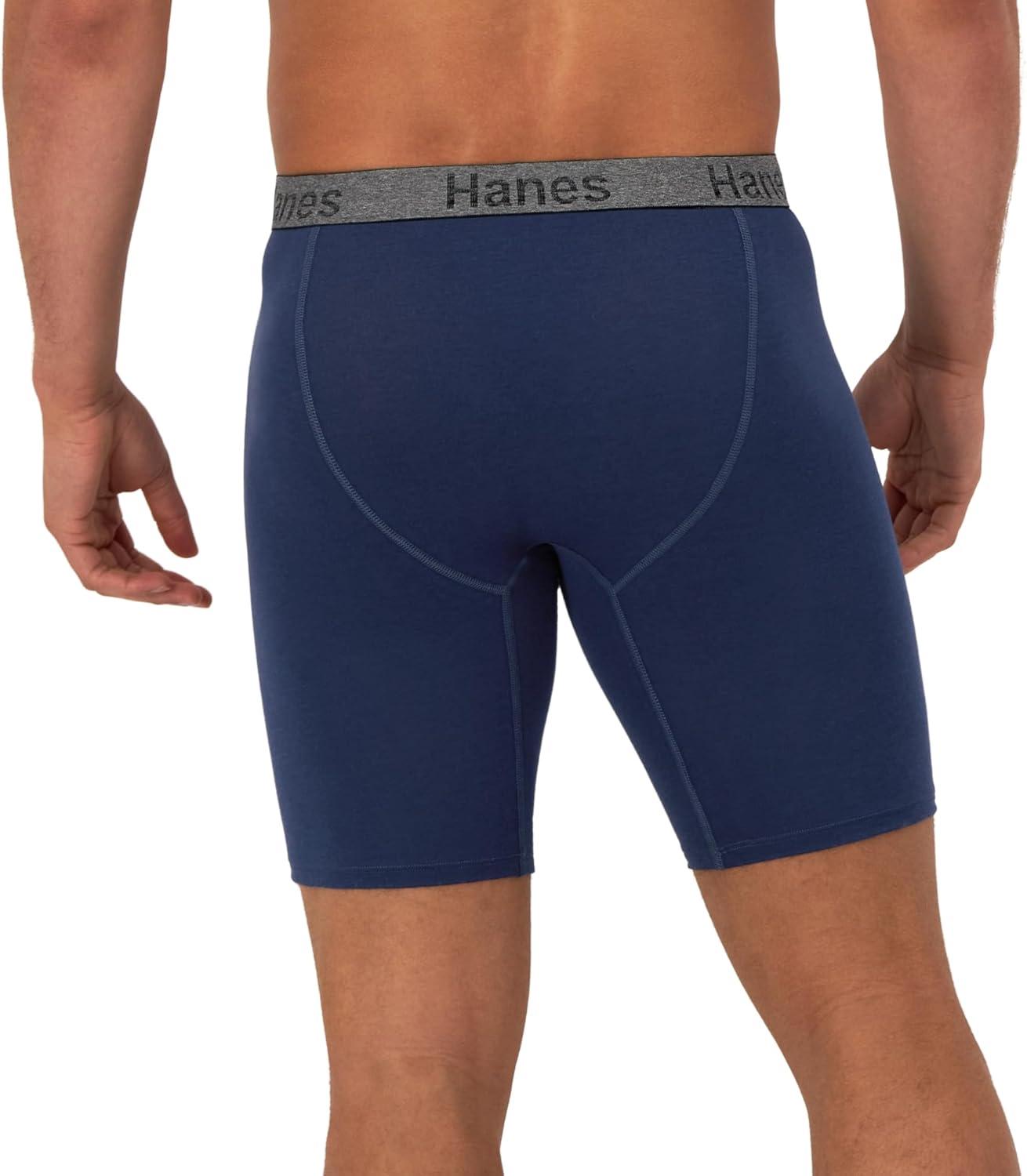 imageHanes Mens Underwear Boxer Briefs or LongLeg Boxer Briefs Pack 3 Pack NoRideUp StretchCotton Men ClothingNavyGreyBlack