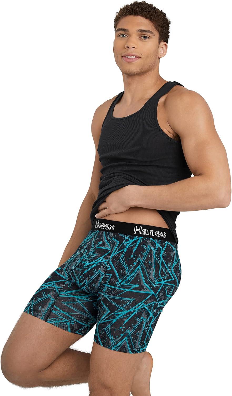 imageHanes Mens Underwear Boxer Briefs or LongLeg Boxer Briefs Pack 3 Pack NoRideUp StretchCotton Men ClothingTurquoiseConcreteBlack 3pack