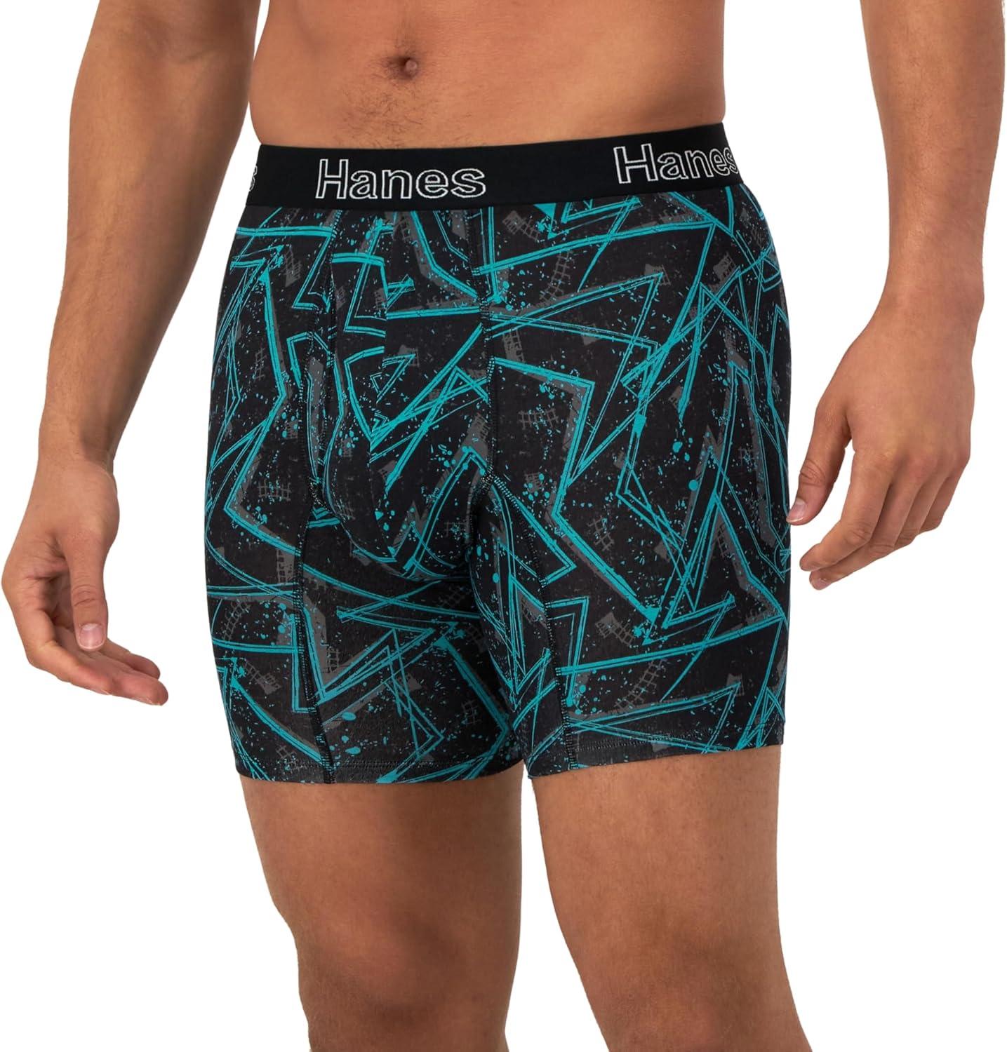 imageHanes Mens Underwear Boxer Briefs or LongLeg Boxer Briefs Pack 3 Pack NoRideUp StretchCotton Men ClothingTurquoiseConcreteBlack 3pack