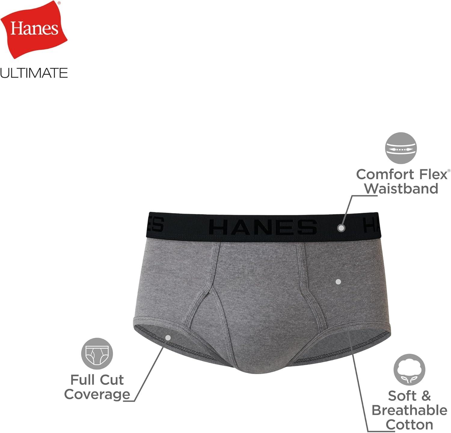 imageHanes Mens Underwear Briefs Pack 7Pack MoistureWicking Underwear for Men Everyday BriefsGrayBlack 7 Pack