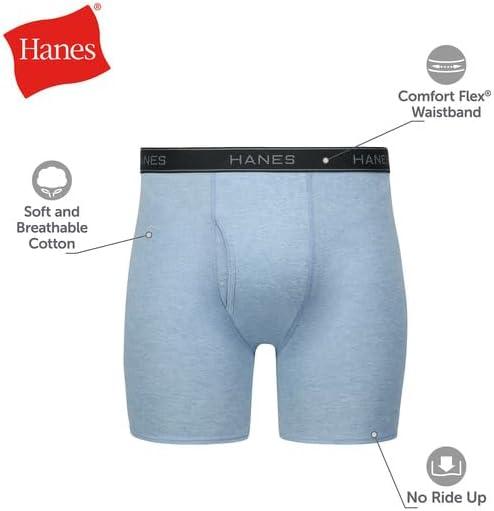 imageHanes Mens Underwear Cotton Boxer Briefs MoistureWicking Assorted Solids 12PackBlackBlueGreen 12 Pack