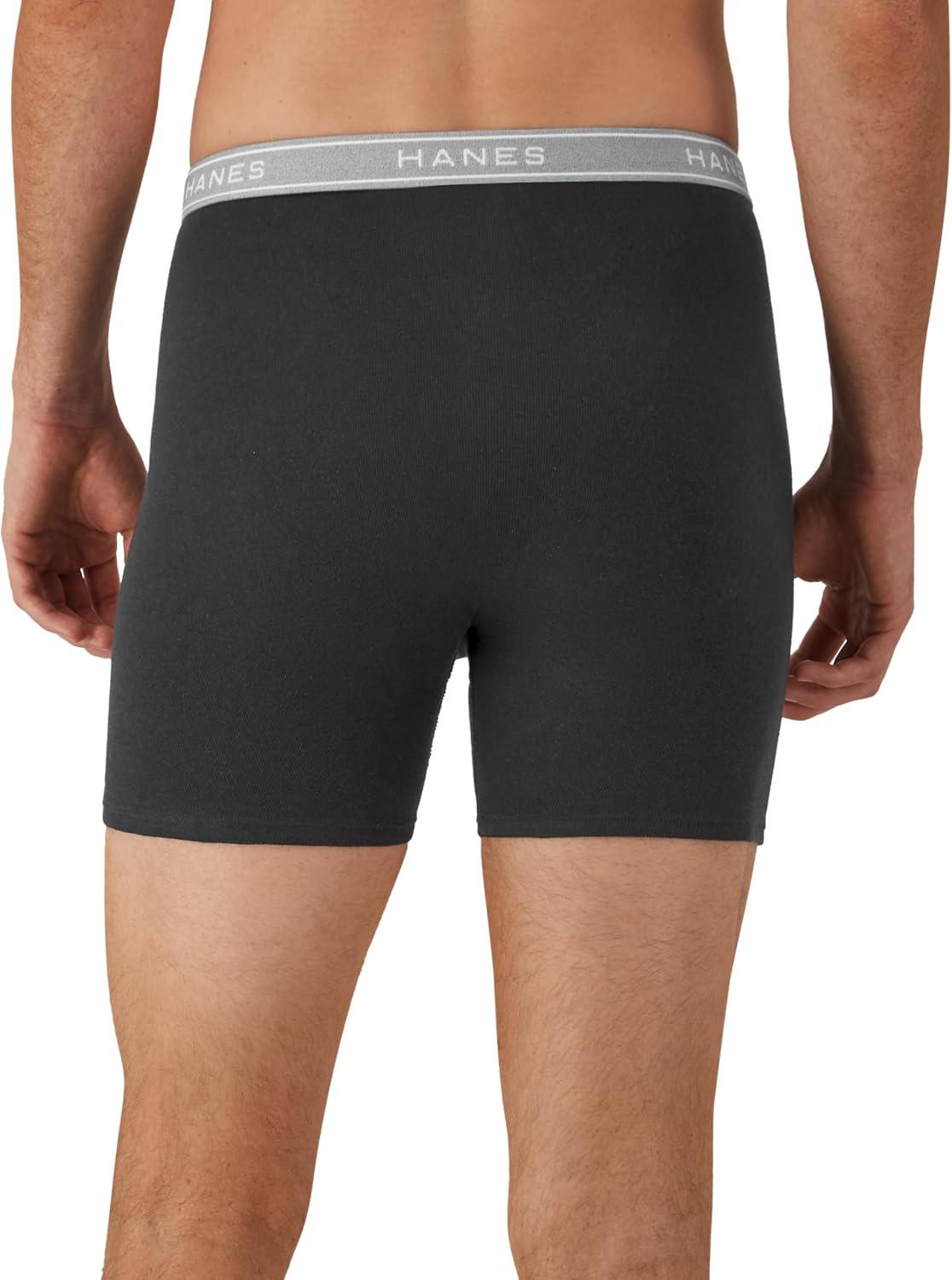 imageHanes Mens Underwear Cotton Boxer Briefs MoistureWicking Assorted Solids 12PackBlackGray 12 Pack