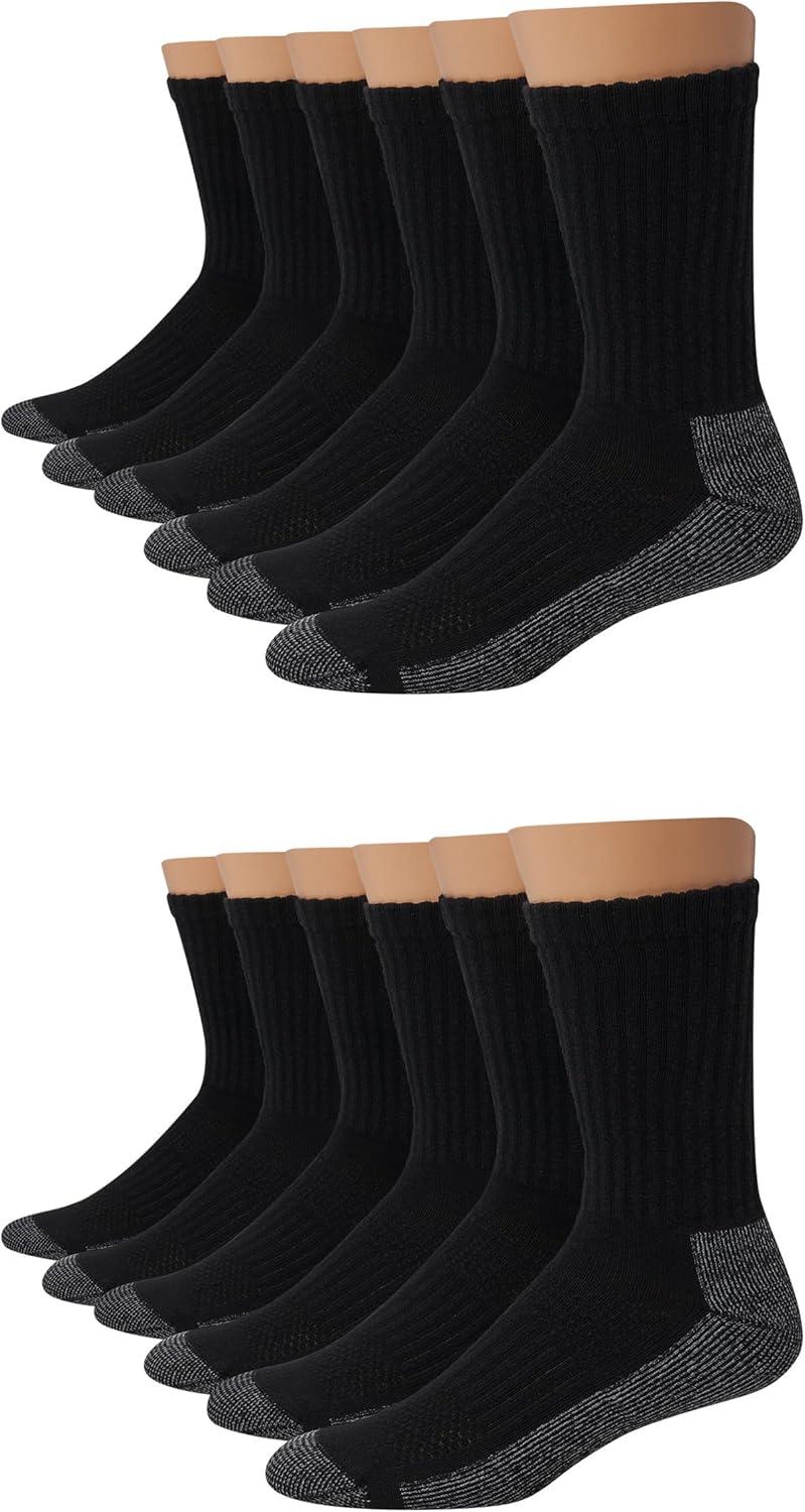 imageHanes Mens Work Socks Cushioned Crew Socks MoistureWicking Socks ampamp Odor Control Black ampamp White 6 ampamp 12 Pack AvailableBlack