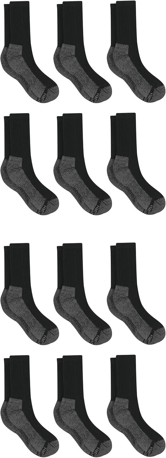 imageHanes Mens Work Socks Cushioned Crew Socks MoistureWicking Socks ampamp Odor Control Black ampamp White 6 ampamp 12 Pack AvailableBlack