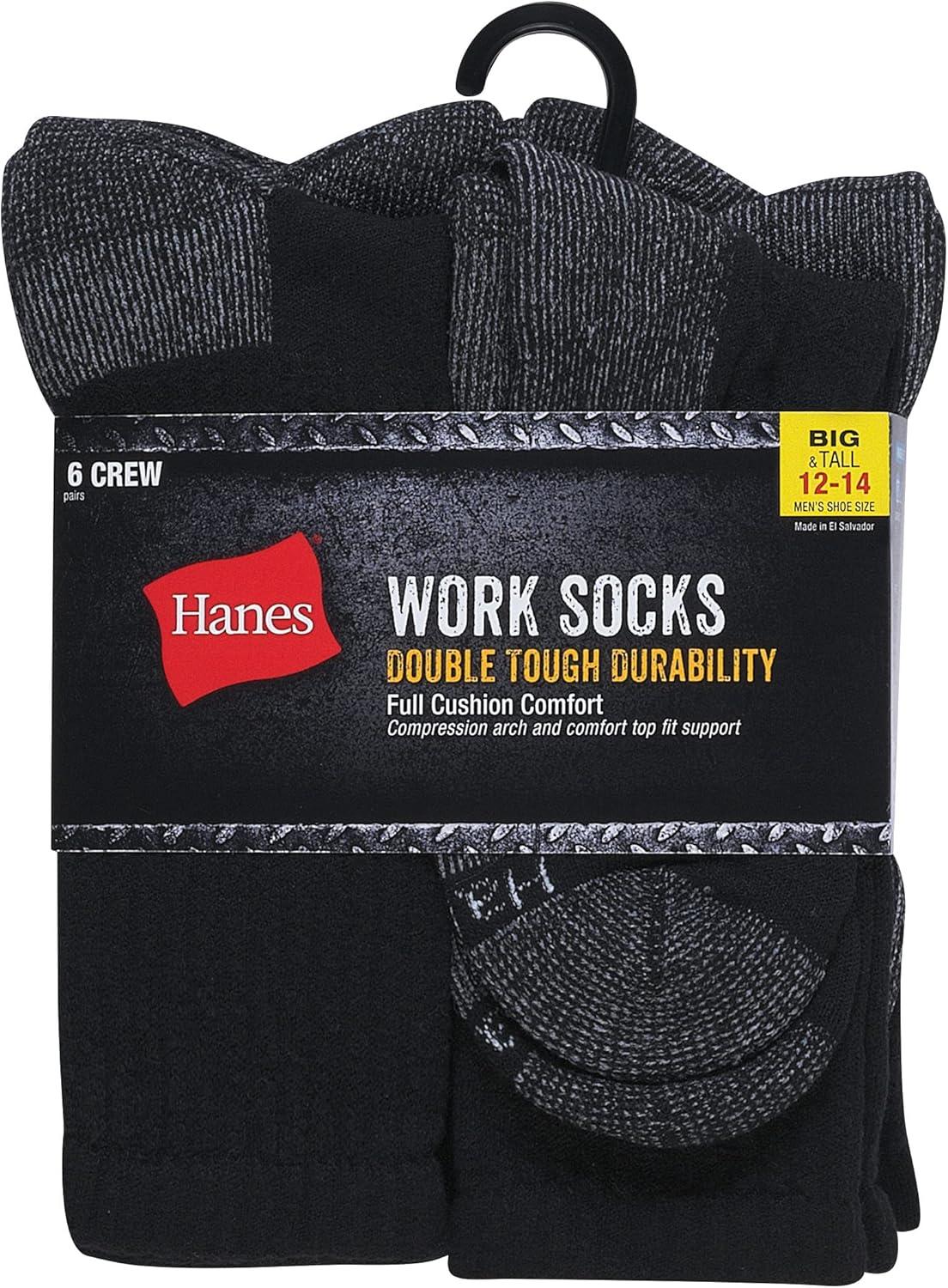 imageHanes Mens Work Socks Cushioned Crew Socks MoistureWicking Socks ampamp Odor Control Black ampamp White 6 ampamp 12 Pack AvailableBlack