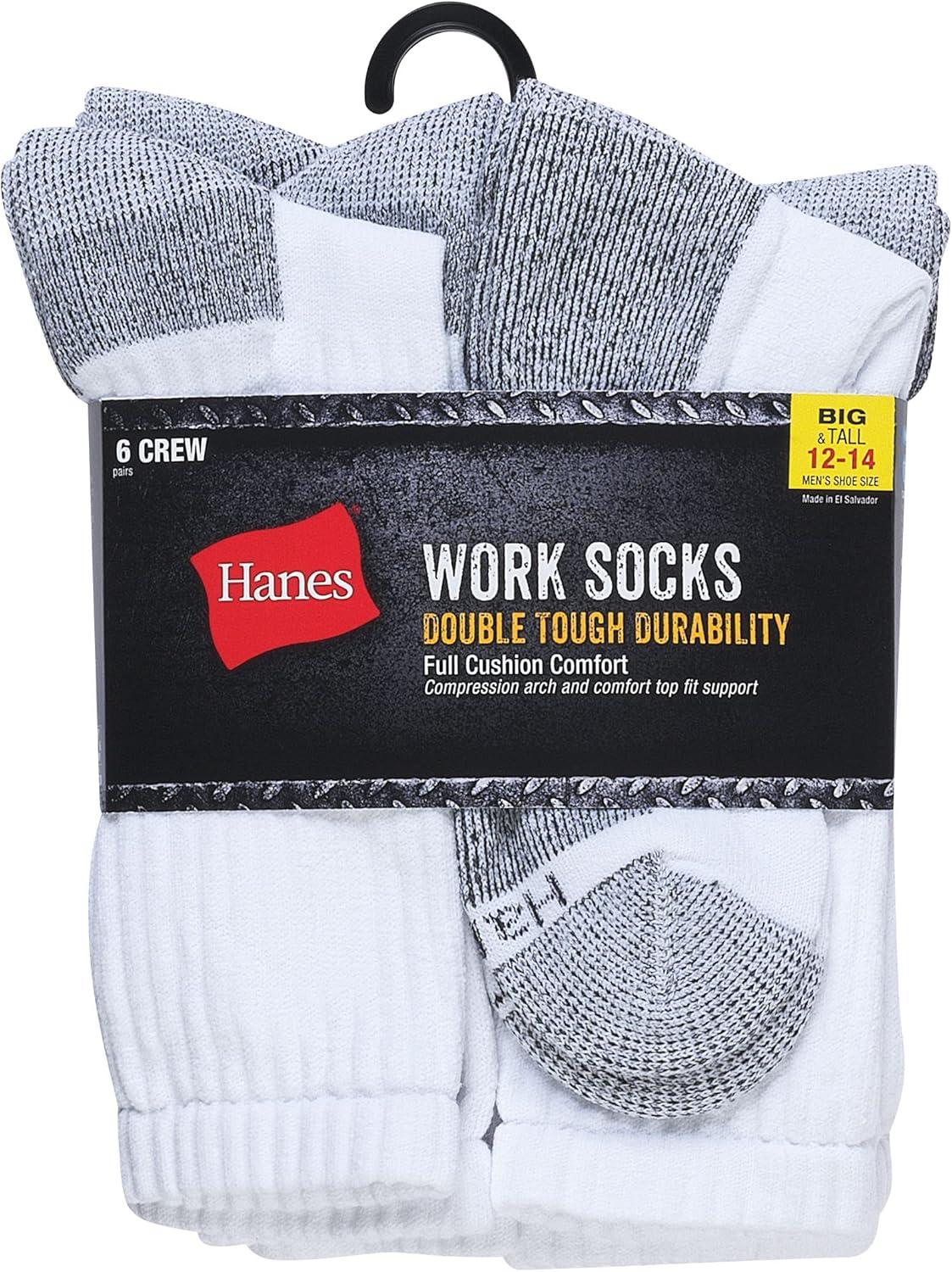 imageHanes Mens Work Socks Cushioned Crew Socks MoistureWicking Socks ampamp Odor Control Black ampamp White 6 ampamp 12 Pack AvailableWhite