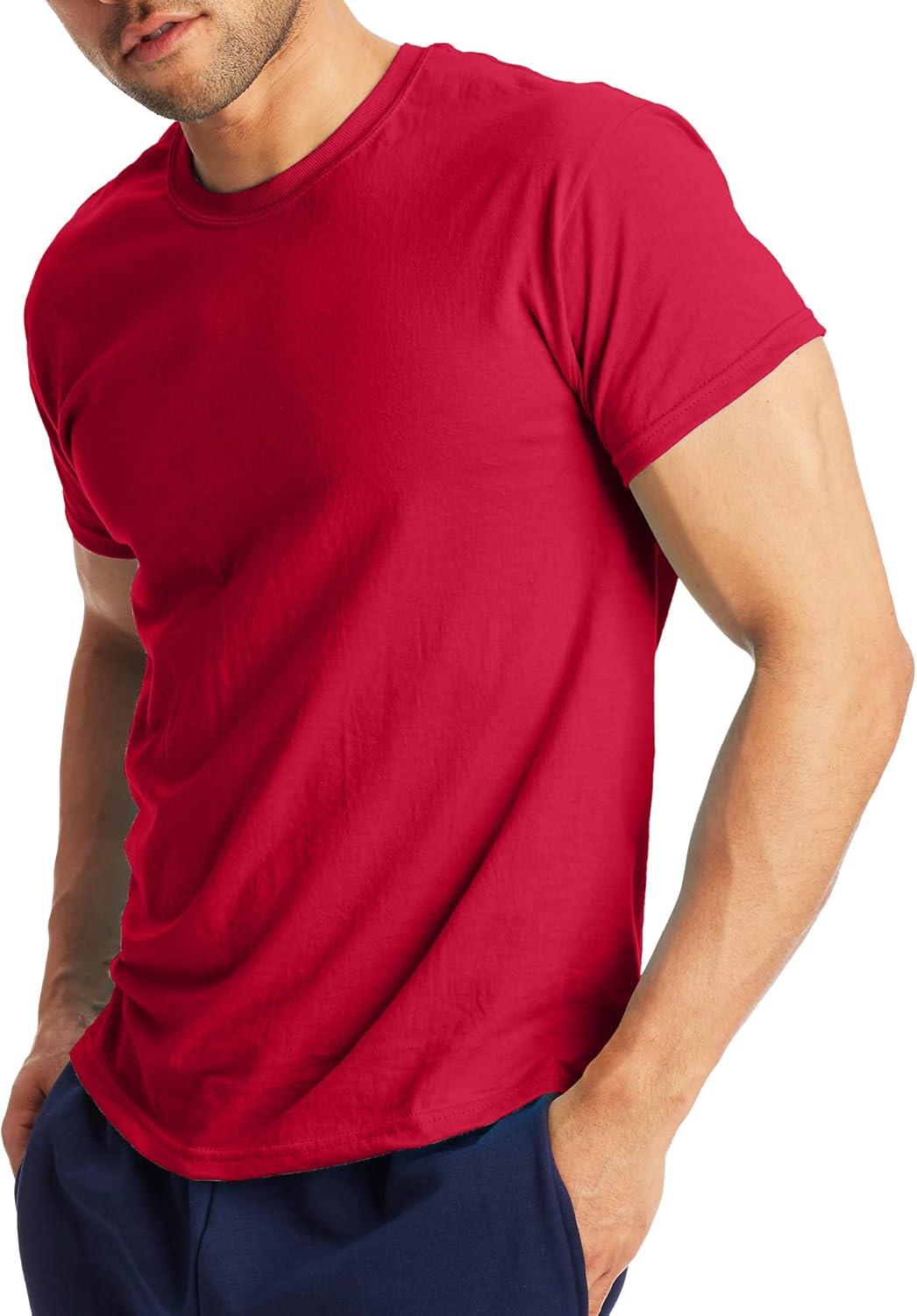 imageHanes Mens XTemp Performance TShirt Pack Cotton Blend MoistureWicking Tees for Men 2PackDeep Red