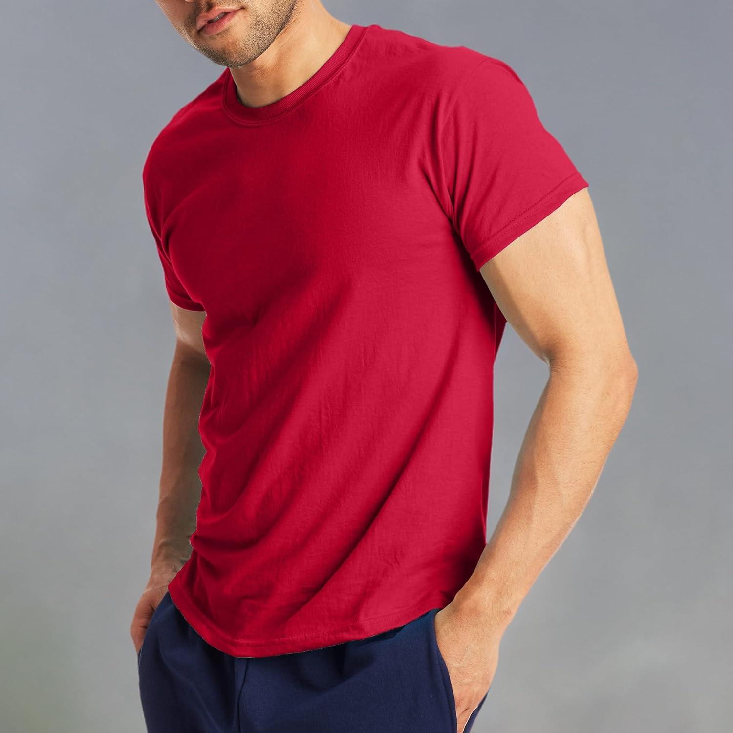 imageHanes Mens XTemp Performance TShirt Pack Cotton Blend MoistureWicking Tees for Men 2PackDeep Red