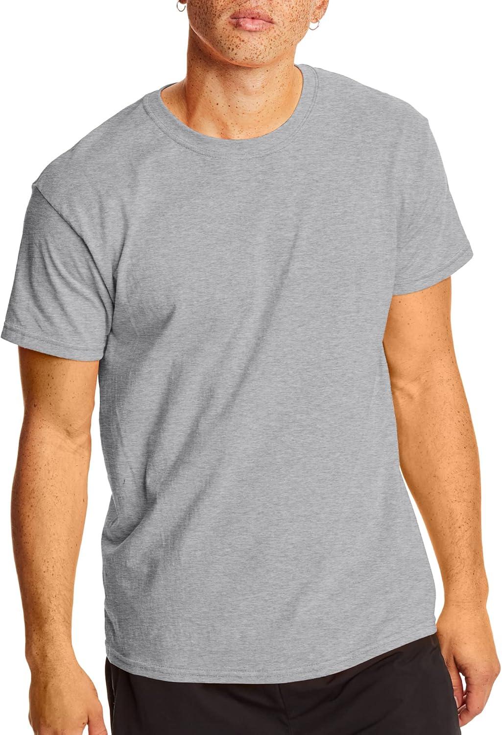 imageHanes Mens XTemp Performance TShirt Pack Cotton Blend MoistureWicking Tees for Men 2PackLight Steel