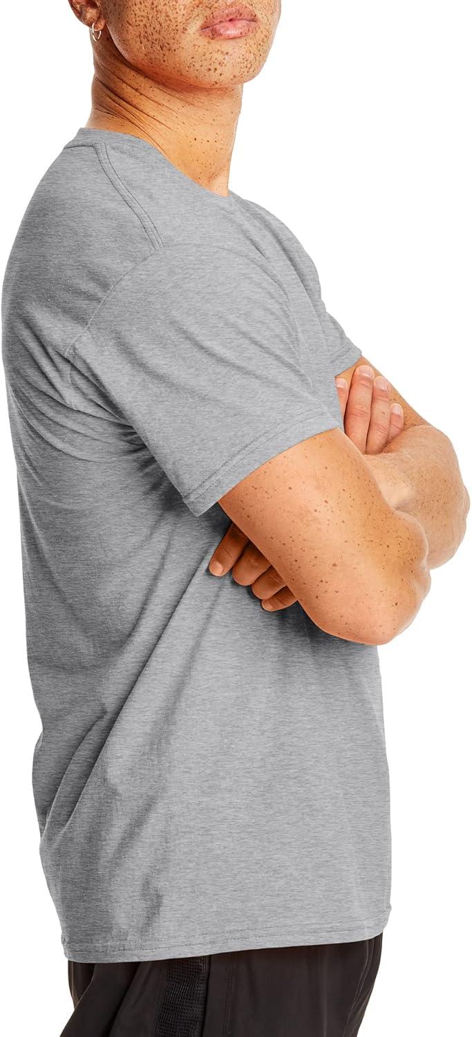 imageHanes Mens XTemp Performance TShirt Pack Cotton Blend MoistureWicking Tees for Men 2PackLight Steel