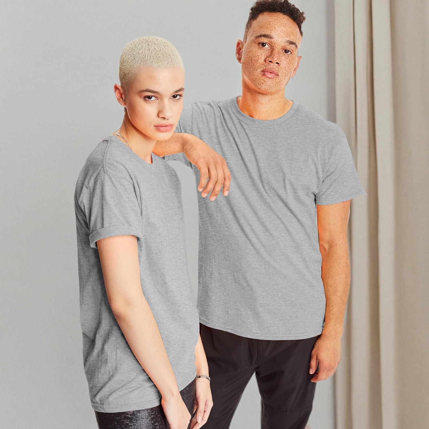 imageHanes Mens XTemp Performance TShirt Pack Cotton Blend MoistureWicking Tees for Men 2PackLight Steel