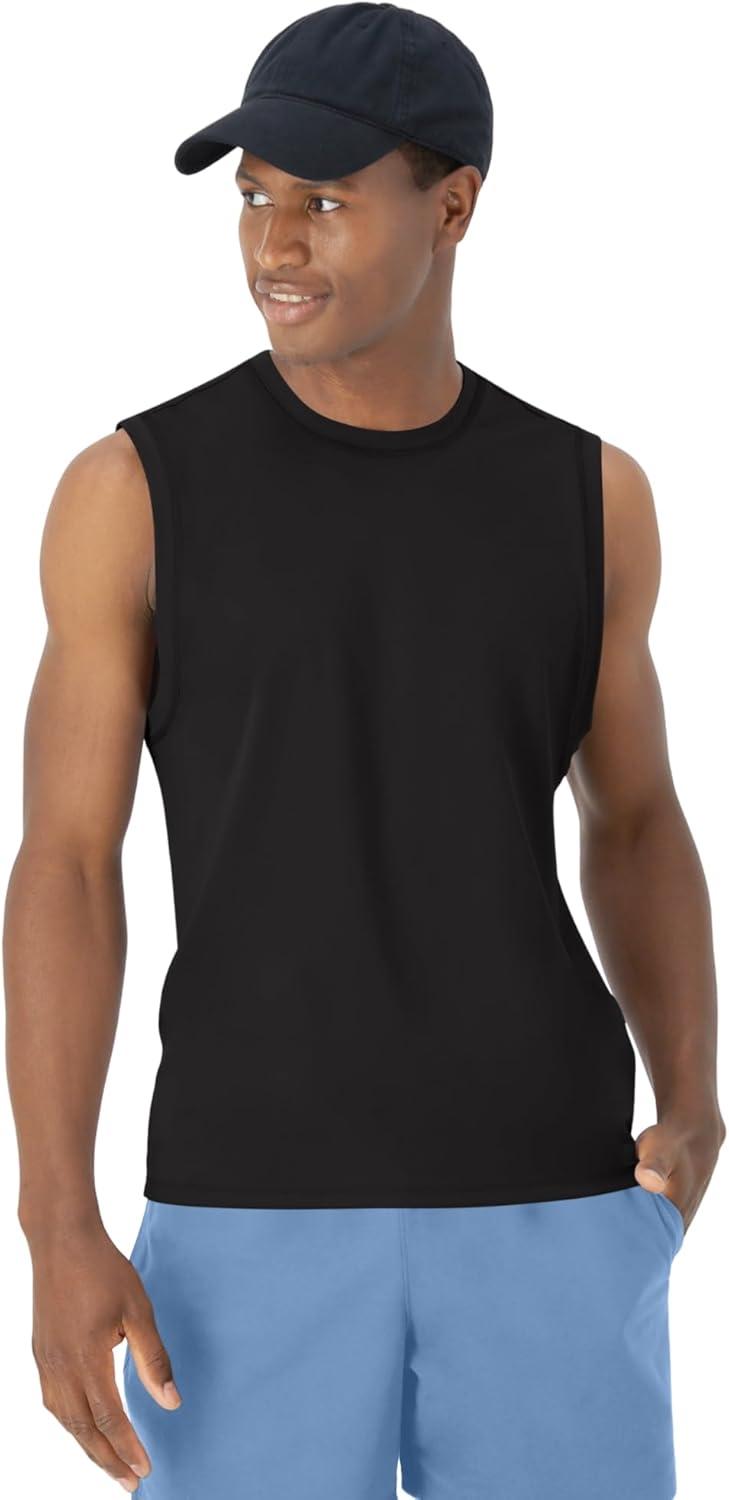 imageHanes Moves Performance Men MoistureWicking Tank Top 4Way StretchBlack