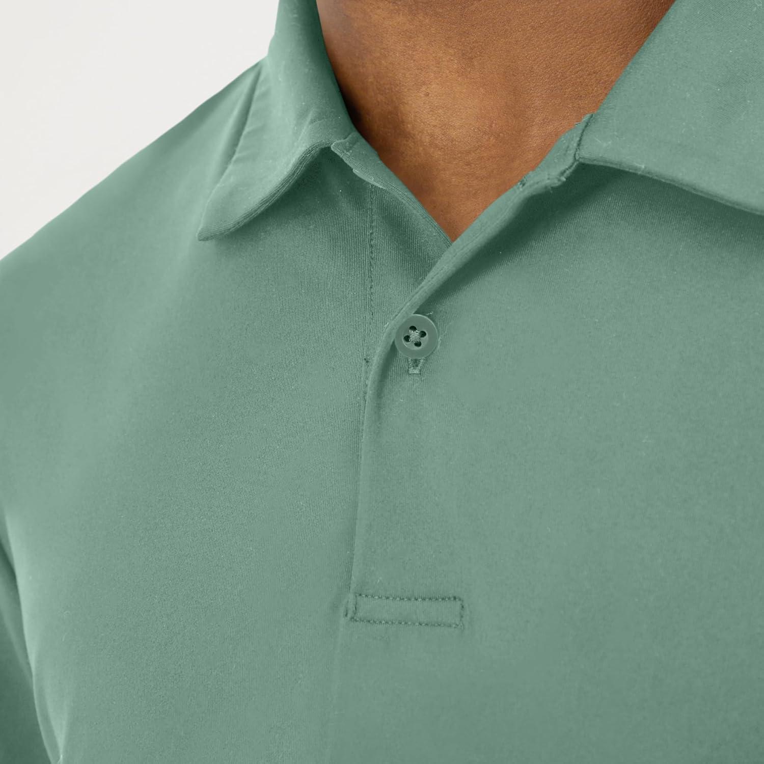 imageHanes Moves Performance Short Sleeve Polo Shirt for Men MoistureWickingHerbal Olive Green