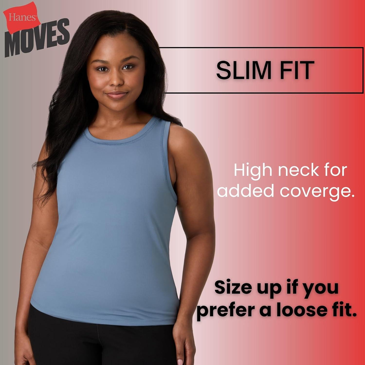 imageHanes Moves Stretch Women MoistureWicking Tank TopPeri Blue