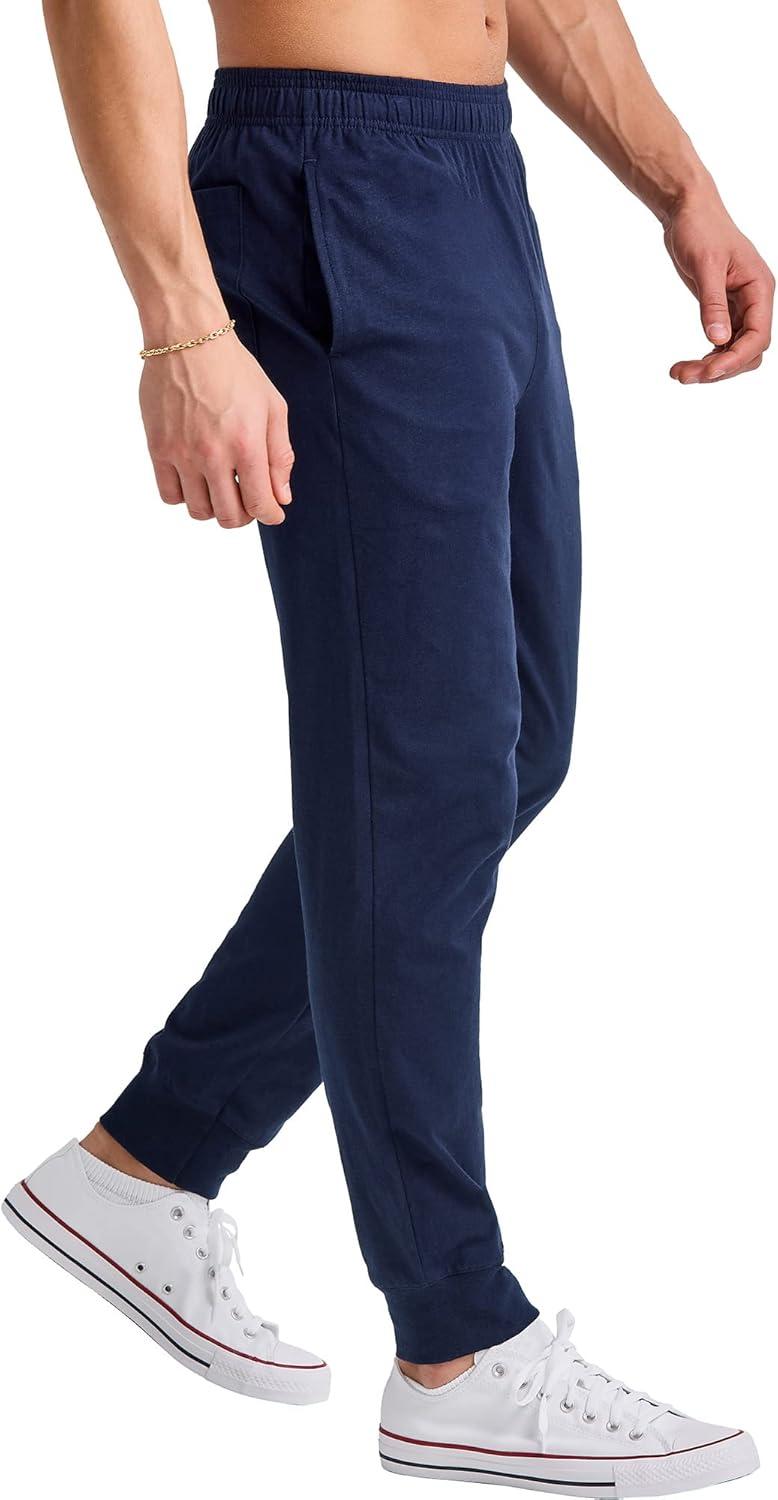 imageHanes Originals Cotton Joggers Jersey Sweatpants for Men with PocketsAthletic Navy