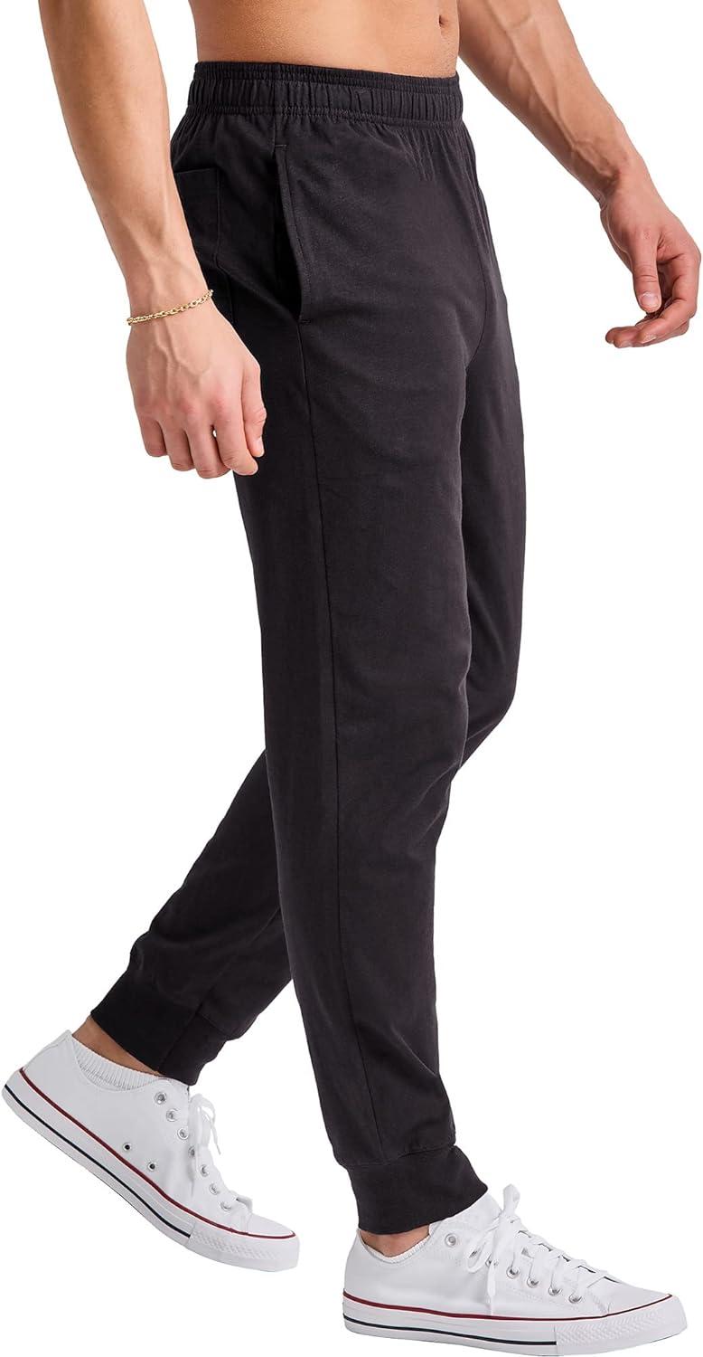 imageHanes Originals Cotton Joggers Jersey Sweatpants for Men with PocketsBlack