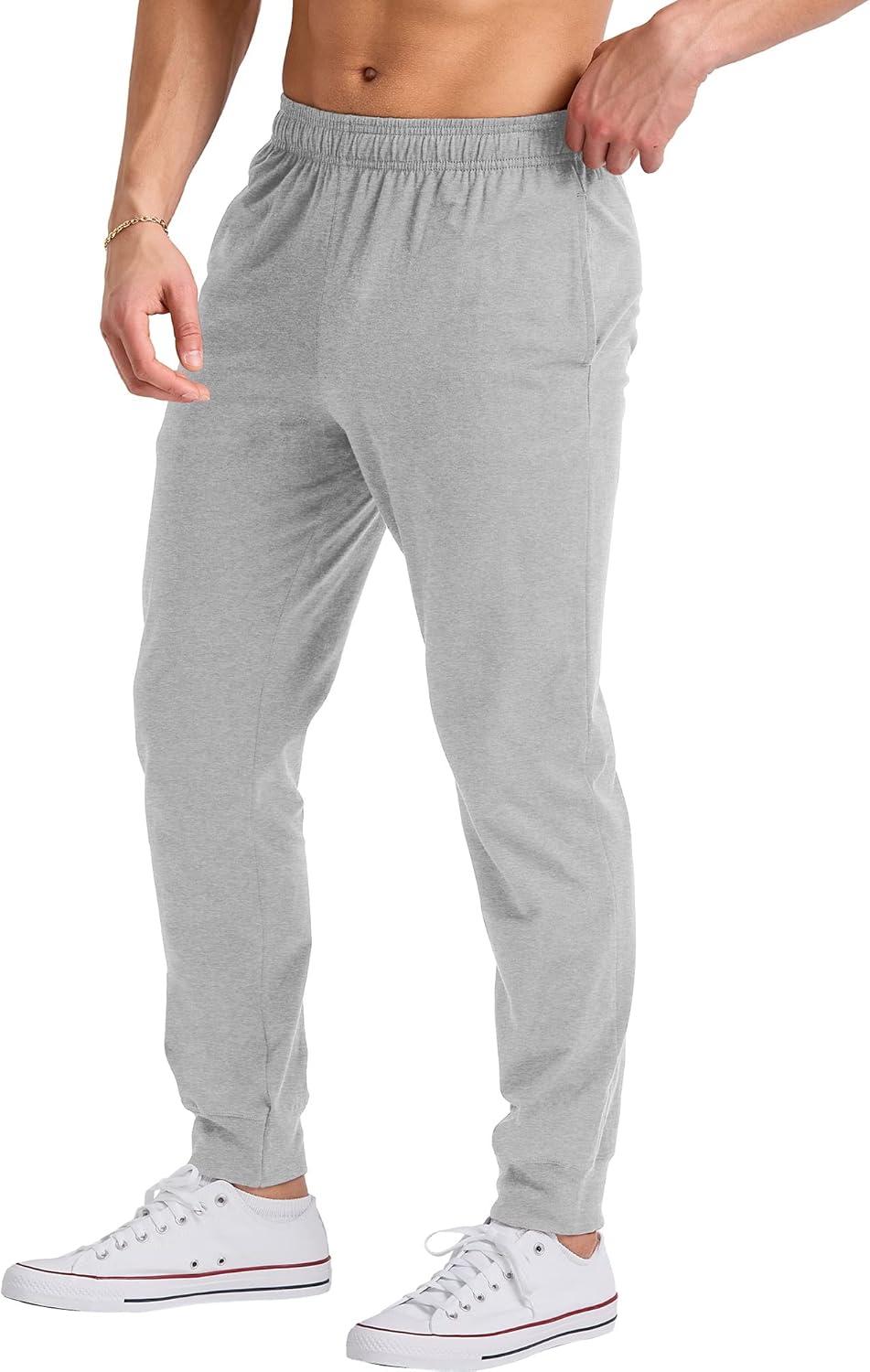 imageHanes Originals Cotton Joggers Jersey Sweatpants for Men with PocketsLight Steel