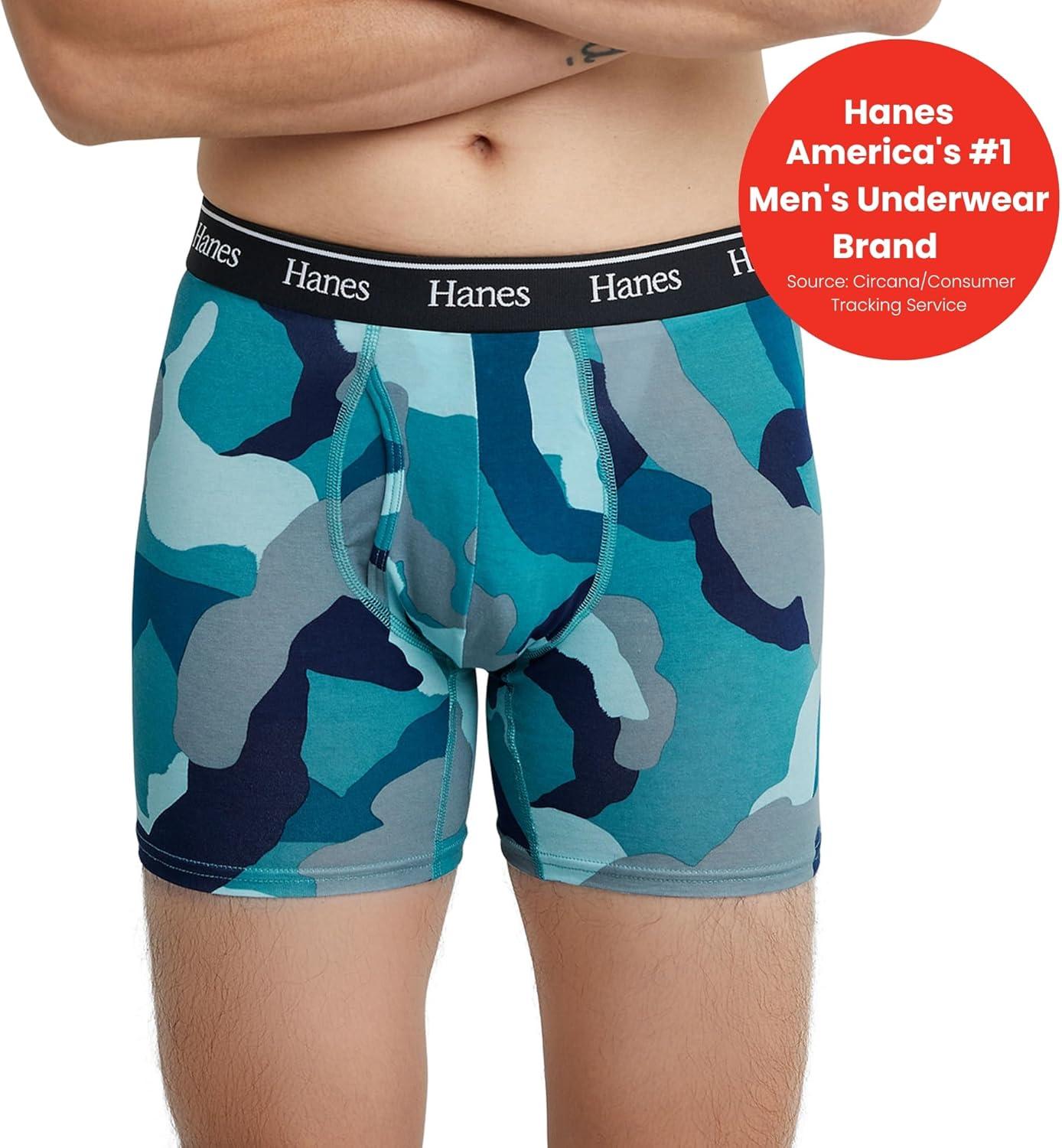 imageHanes Originals Mens Boxer Briefs ampamp Trunks Stretch Cotton MoistureWicking Underwear Modern Fit Low Rise MultipacksRegular Leg Blue CamoKhakiBlack 6 Pack