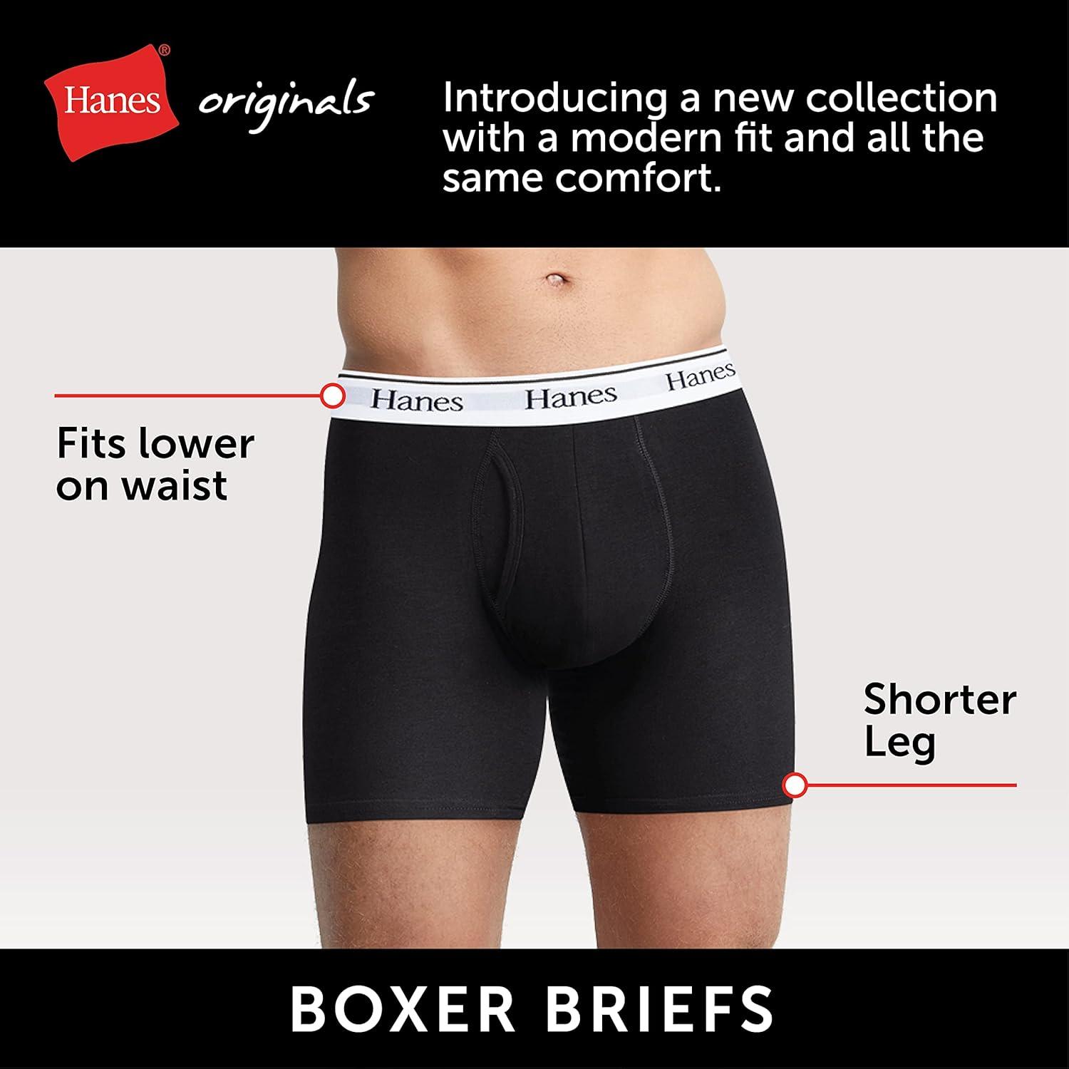 imageHanes Originals Mens Boxer Briefs ampamp Trunks Stretch Cotton MoistureWicking Underwear Modern Fit Low Rise MultipacksRegular Leg White Black Concrete Heather 3 Pack