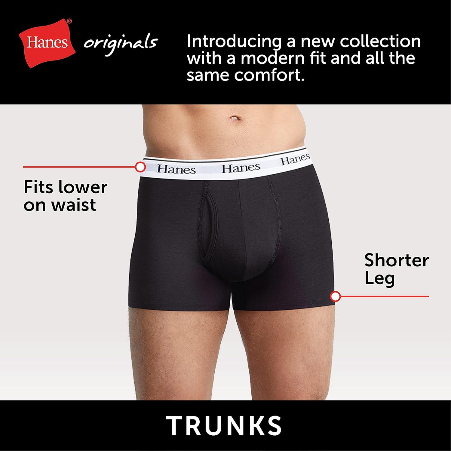 imageHanes Originals Mens Boxer Briefs ampamp Trunks Stretch Cotton MoistureWicking Underwear Modern Fit Low Rise MultipacksTrunks BlueBlack 3 Pack