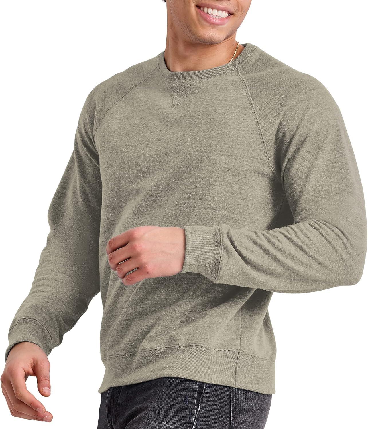 imageHanes Originals Mens French Terry Sweatshirt TriBlend Crewneck Sweatshirt for MenCamouflage Green Pe Heather