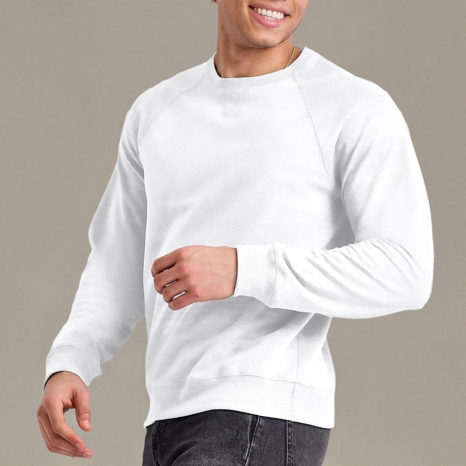 imageHanes Originals Mens French Terry Sweatshirt TriBlend Crewneck Sweatshirt for MenWhite