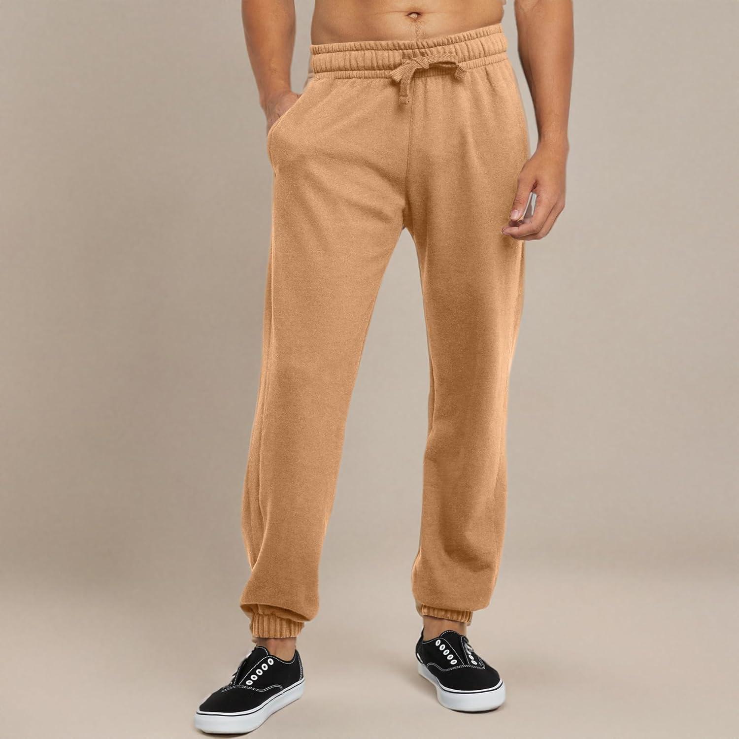 imageHanes Originals Mens Jogger Sweatpants Heavyweight Fleece Joggers with Pockets 30quot InseamAcorn Brown Pe Heather
