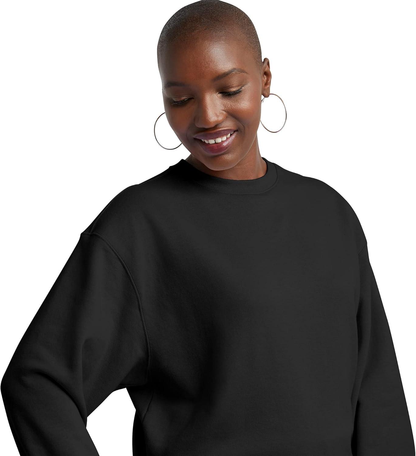 imageHanes Originals Womens Fleece Sweatshirt Midweight Sweatshirt for Women Placed FlowersBlack