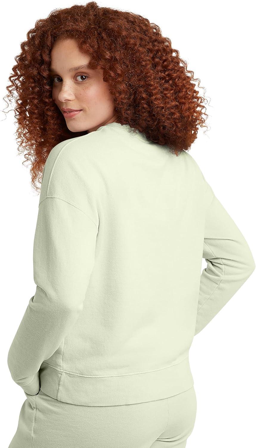 imageHanes Originals Womens Fleece Sweatshirt Midweight Sweatshirt for Women Placed FlowersChic Lime