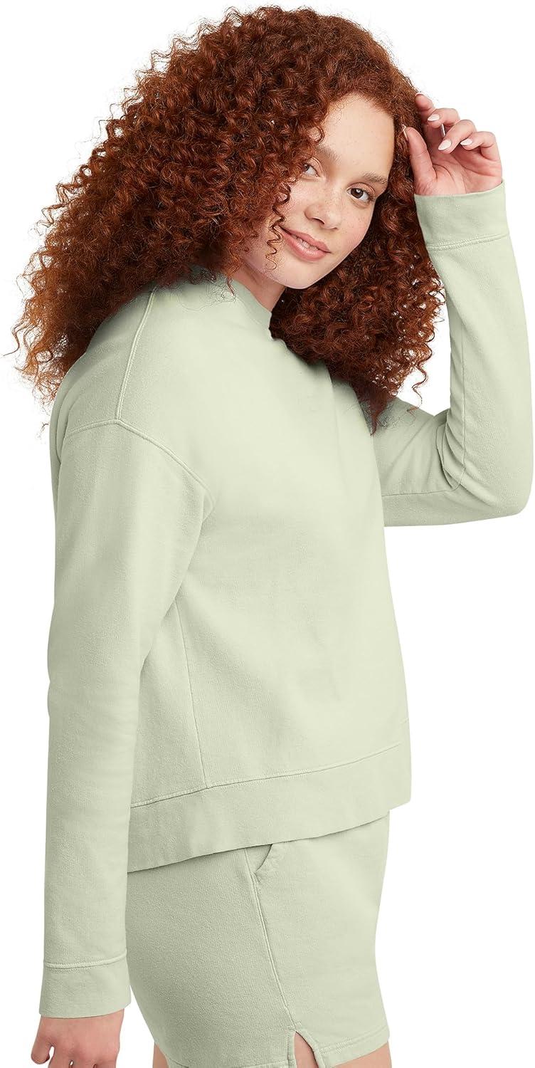 imageHanes Originals Womens Fleece Sweatshirt Midweight Sweatshirt for Women Placed FlowersChic Lime